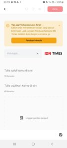 Tampilan saat ingin menulis berita di IDN App