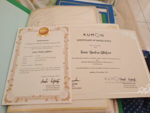 sertifikat Kumon Faris Yudza Ghifari