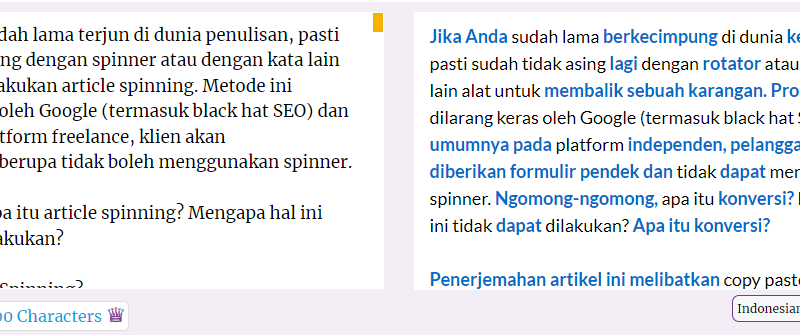 contoh penerapan article spinning