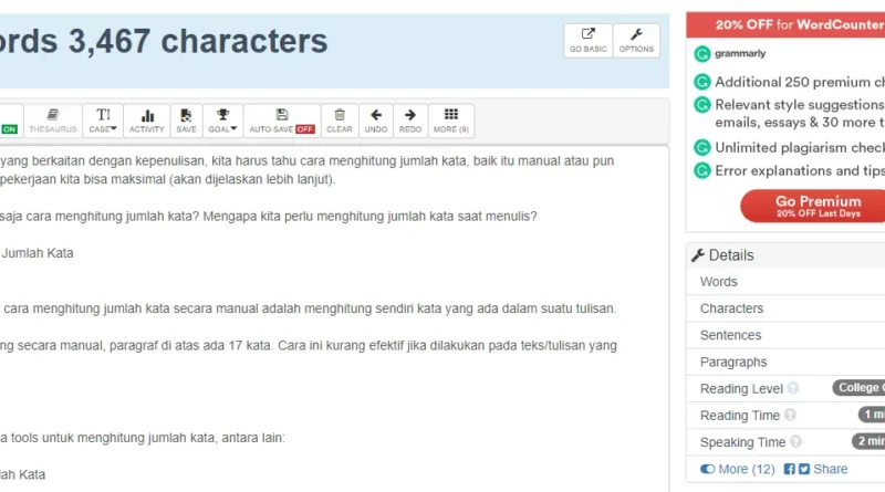menghitung jumlah kata dengan wordcounter