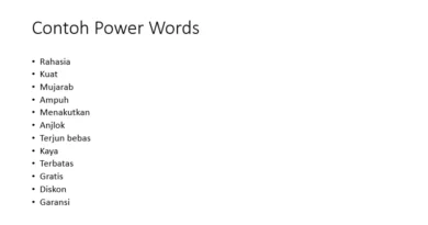contoh power words dalam bahasa Indonesia