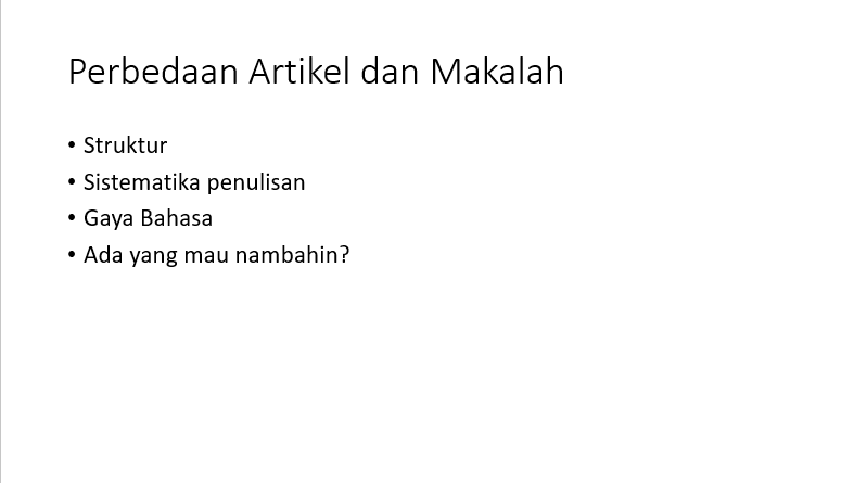 beberapa perbedaan artikel dan makalah