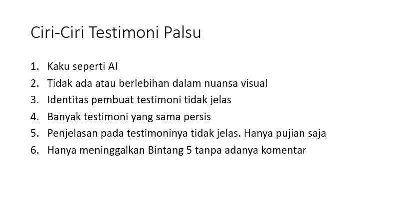 ciri-ciri testimoni palsu