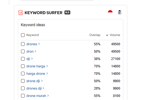 ide dari keyword surfer